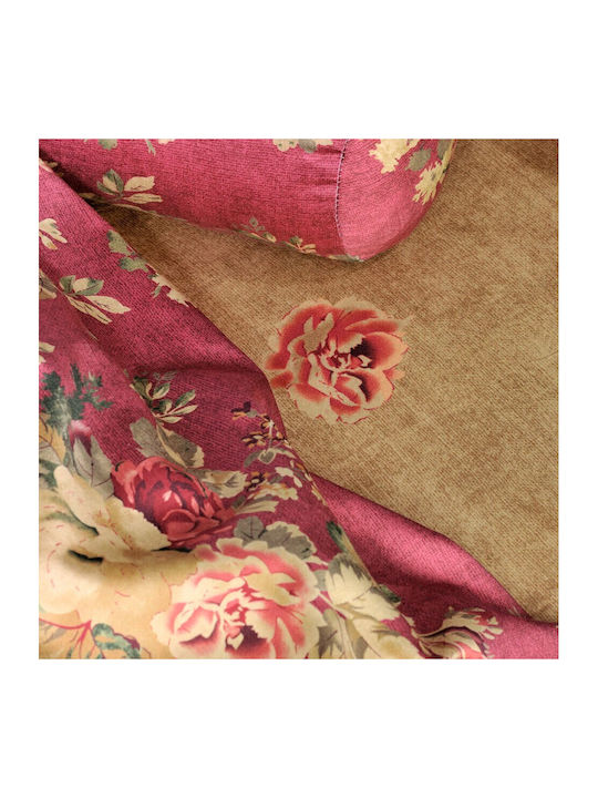 Down Town Home Cotton Duvet Cover Set 170x240cm Single with Pillowcase English Flower S886 Red