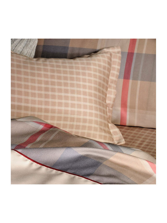 Down Town Home Set Duvet Cover Cotton Satin 170x240cm Single with Pillowcase Brady S865 Brown