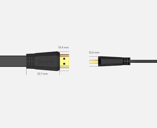 Ugreen HD104 HDMI 2.0 Premium High Speed 4K 60Hz HDR Flat Cable HDMI Male - HDMI Male 1.5m Black
