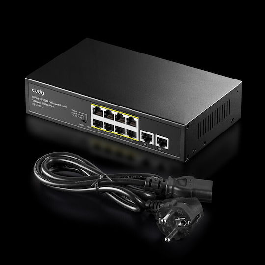 Cudy FS1010PG v1 Unmanaged L2 PoE+ Switch με 8 Θύρες Ethernet