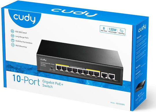 Cudy GS1010PE Unverwaltet L2 PoE+ Switch mit 10 Ports Ethernet