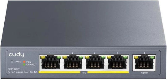 Cudy GS1005PTS1 Unmanaged L2 PoE+ Switch με 5 Θύρες Gigabit (1Gbps) Ethernet και 1 SFP Θύρα