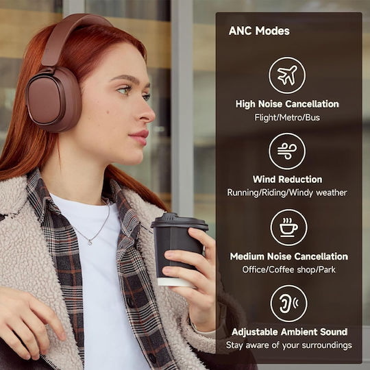 Edifier ES850NB Wireless / Wired Over Ear Headphones with 92 hours of Operation and Quick Charge Brown