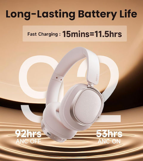 Edifier ES850NB Wireless / Wired Over Ear Headphones with 92 hours of Operation and Quick Charge Pink