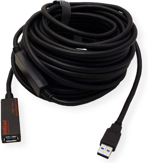 Roline USB 2.0 Cable USB-A male - USB-A female Μαύρο 15m 12.04.1071-5