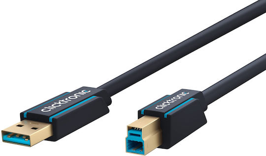 Clicktronic USB 3.0 Kabel USB-A-Stecker - USB-B-Stecker Blau 3m