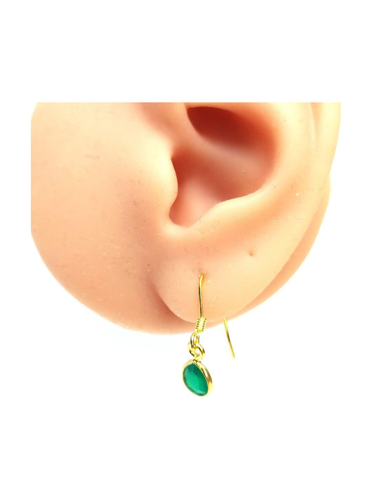 Amalfi Accessories Σκουλαρίκια Κρεμαστά από Ασήμι με Πέτρες Πράσινα