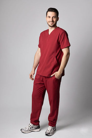Numascrubs Male Medical Pants Burgundy