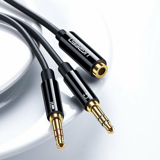 Ugreen 3.5mm Jack Audio Cable 3.5mm Female - 2x 3.5mm Male Black 0.28m 20899