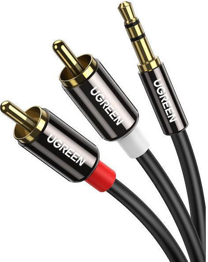 Ugreen Καλώδιο Ήχου 3.5mm male - RCA male Μαύρο 1m με Επίχρυσους Ακροδέκτες 10749