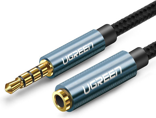Ugreen TRRS 3.5mm Male - 3.5mm Female Audio Cable Black 1m with Gold Plated Terminals 40673