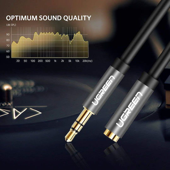 Ugreen TRRS 3.5mm Male - 3.5mm Female Audio Cable Black 1m with Gold Plated Terminals 40673