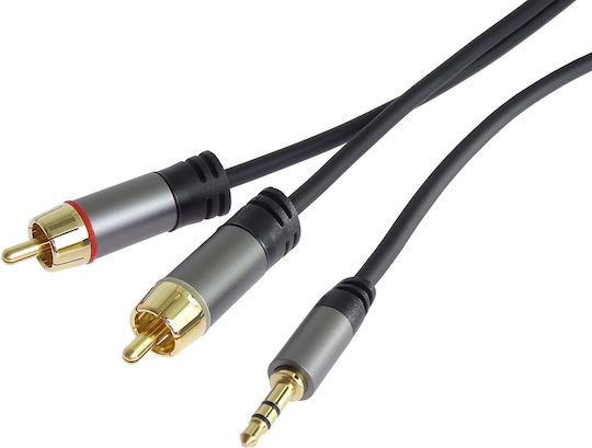 PremiumCord 3.5mm Jack Audio Cable 3.5mm Male - 3.5mm Male Black 1.5m With Gold Plated Terminals