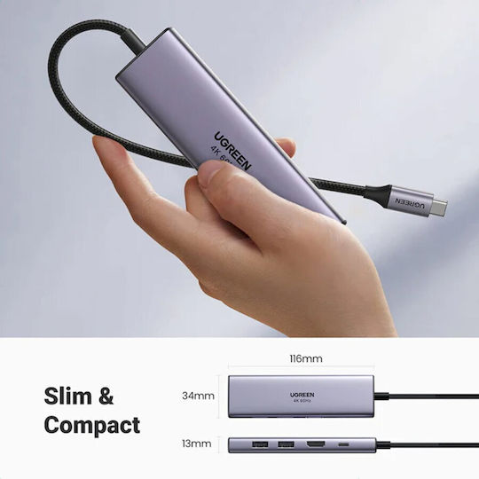 Ugreen CM511 USB-C Docking Station mit HDMI 4K Silber