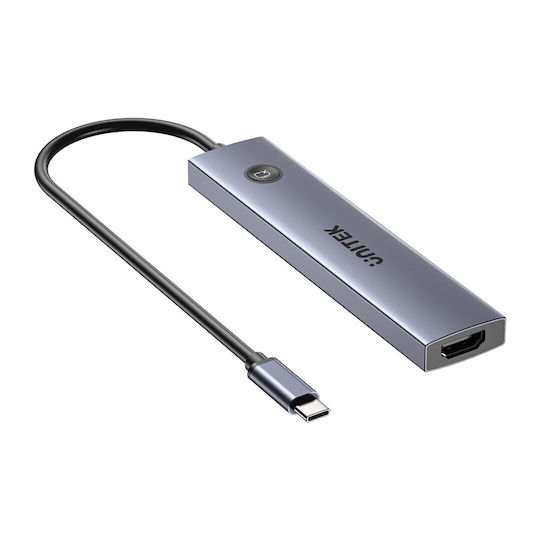 Unitek USB-C Docking Station με HDMI 4K PD Ασημί (H1124AGY01)