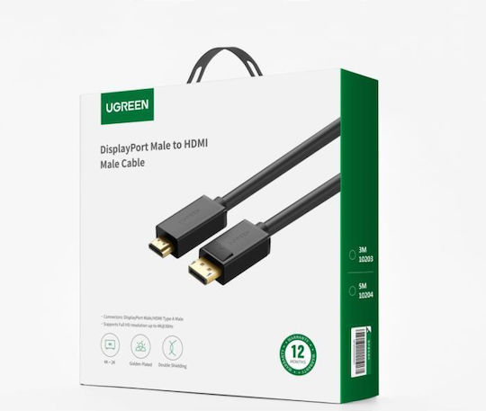 Ugreen Cable DisplayPort male - HDMI male 1m Black (10238)