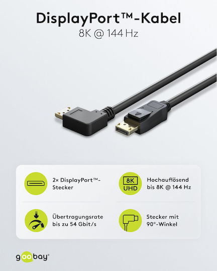 Goobay Cable DisplayPort male - 5m Μαύρο (77055)