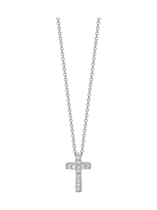 Kiriakos Gofas Women's White Gold 9K Double Sided Cross with Chain