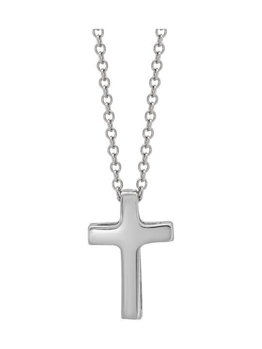 Kiriakos Gofas Women's White Gold 9K Double Sided Cross with Chain