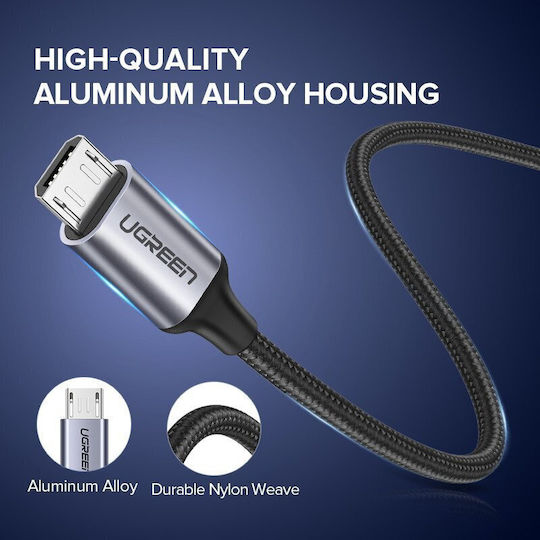 Ugreen Regular USB 2.0 to micro USB Cable Μαύρο 2m (60148)