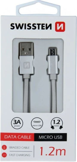 Swissten Regular USB 2.0 to micro USB Cable Ασημί 1.2m 71522203 1τμχ