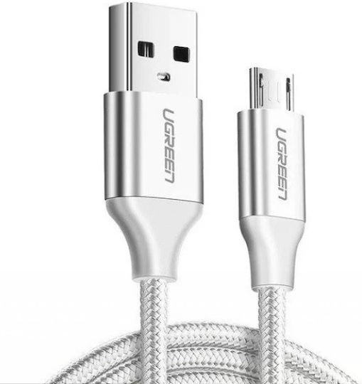 Ugreen US290 1m Regular USB 2.0 to micro USB Cable Silver (60151)
