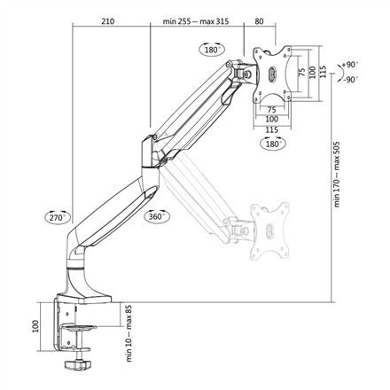 LogiLink Suport Birou Monitor până la 32" cu Braț Argintie (BP0042)