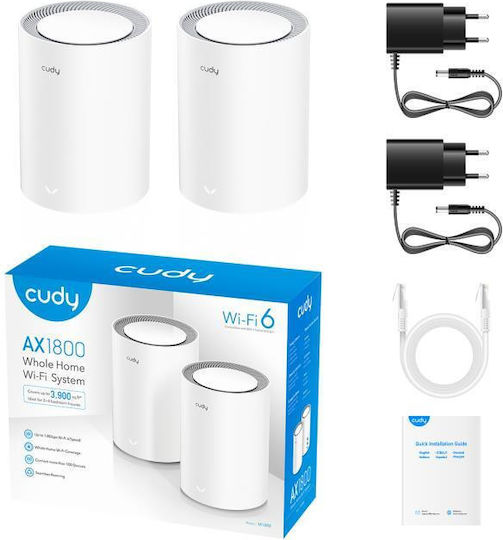 Cudy M3000 v2 WiFi Mesh Network Access Point Wi‑Fi 6 Dual Band (2.4 & 5GHz) in Double Kit Black