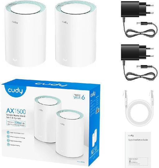 Cudy M1500 WiFi Mesh Network Access Point Wi‑Fi 6 Dual Band (2.4 & 5GHz) Λευκό