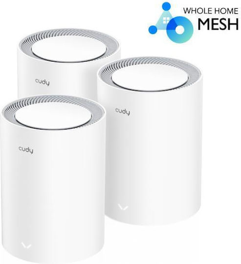 Cudy M3000 v1 WiFi Mesh Network Access Point Wi‑Fi 6 Dual Band (2.4 & 5GHz) σε Τριπλό Kit Μαύρο