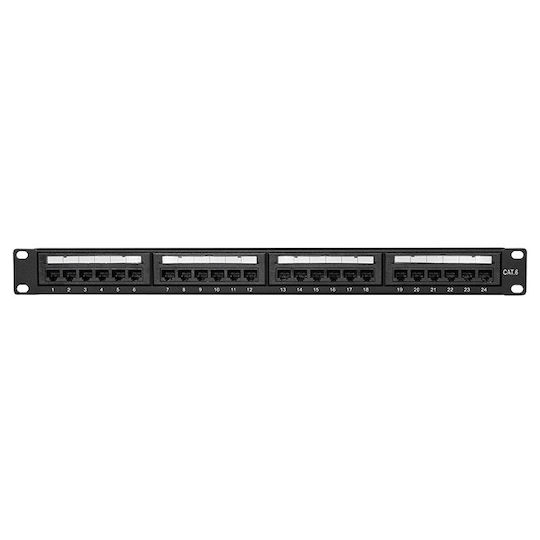 LogiLink Patch Panel Unshielded για Rack 1U 19" 24 Θυρών cat6 Μαύρο