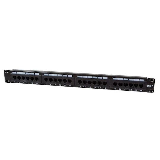 LogiLink Patch Panel Unshielded για Rack 1U 19" 24 Θυρών cat6 Μαύρο