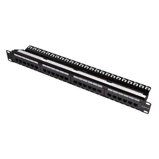 LogiLink Patch Panel Unshielded για Rack 1U 19" 24 Θυρών cat6 Μαύρο