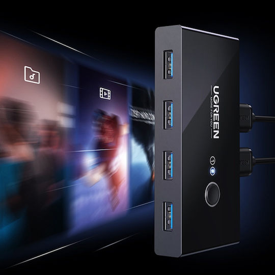 Ugreen Sharing Box Hub 4 Anschlüsse USB 3.0 mit Anschluss an einen Computer USB-A