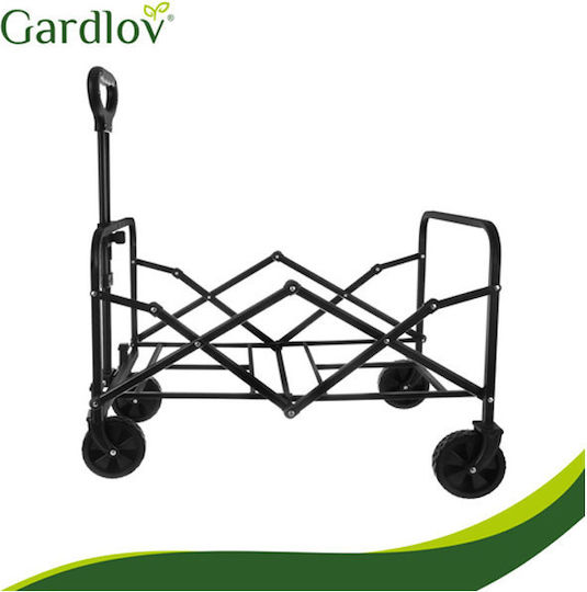 Foldable Garden Cart Metallic Four-Wheeled 90l 70.5x46x47cm