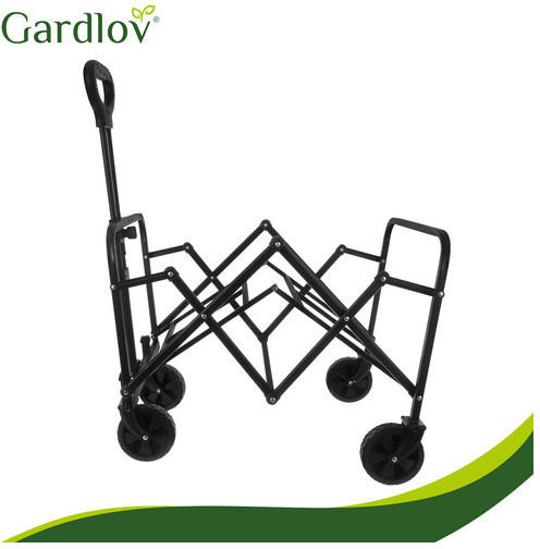 Foldable Garden Cart Metallic Four-Wheeled 90l 70.5x46x47cm