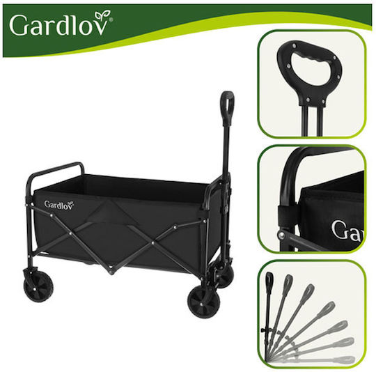 Foldable Garden Cart Metallic Four-Wheeled 90l 70.5x46x47cm