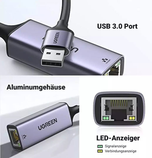 Ugreen 50922 USB Network Adapter with Wired Gigabit Ethernet Connection