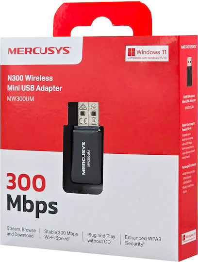 Mercusys N300 USB Netzwerkadapter mit Drahtloser Verbindung Wi-Fi 300Mbps (v1)