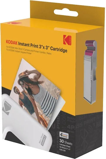 Kodak Photo Paper Instant 7.6x7.6 for Printers Inkjet 30 Sheets