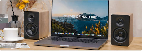 Edifier M60 Ασύρματα Ηχεία Υπολογιστή 2.0 με Bluetooth και Ισχύ 30W σε Καφέ Χρώμα