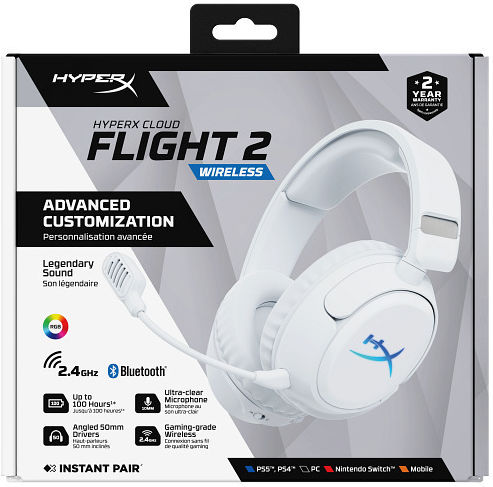 HP Cloud Flight 2 Wireless Over Ear Gaming Headset with Bluetooth / USB Connectivity White