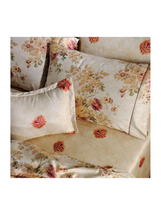 Down Town Home Set Cotton Duvet Cover King Size with 2 Pillowcases 260x250cm English Flower Pink