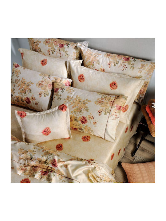Down Town Home Set Cotton Duvet Cover King Size with 2 Pillowcases 260x250cm English Flower Pink
