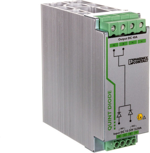 Phoenix Contact 12-24V DC 2x20A 1x40A Din Rail Diode Module