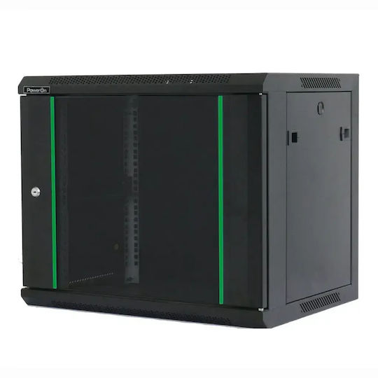 Power On Wall Mounted Rack Cabinet 12U 60x45x63.5cm Black 050185