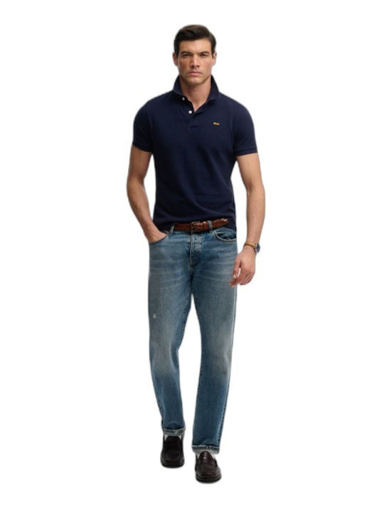 Classic Pique Polo Herrenbluse Kurzarm Rich Navy