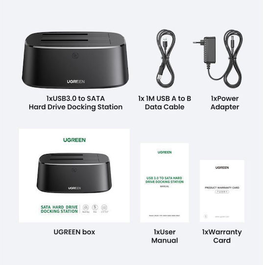 Ugreen Docking Station for 2 Hard Drives SATA 2.5" / 3.5" with Connection USB 3.0 (50857)