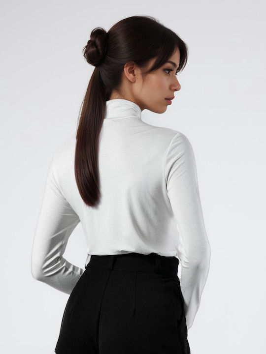 Damen Bluse Rollkragenpullover Ecru