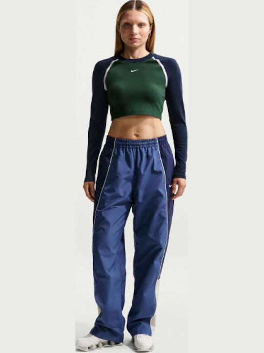 Sportswear Γυναικείο Crop Top Μακρυμάνικο Πράσινο